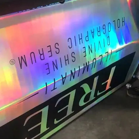 Shiny holographic printable vinyl with vibrant color reflections for creative projects