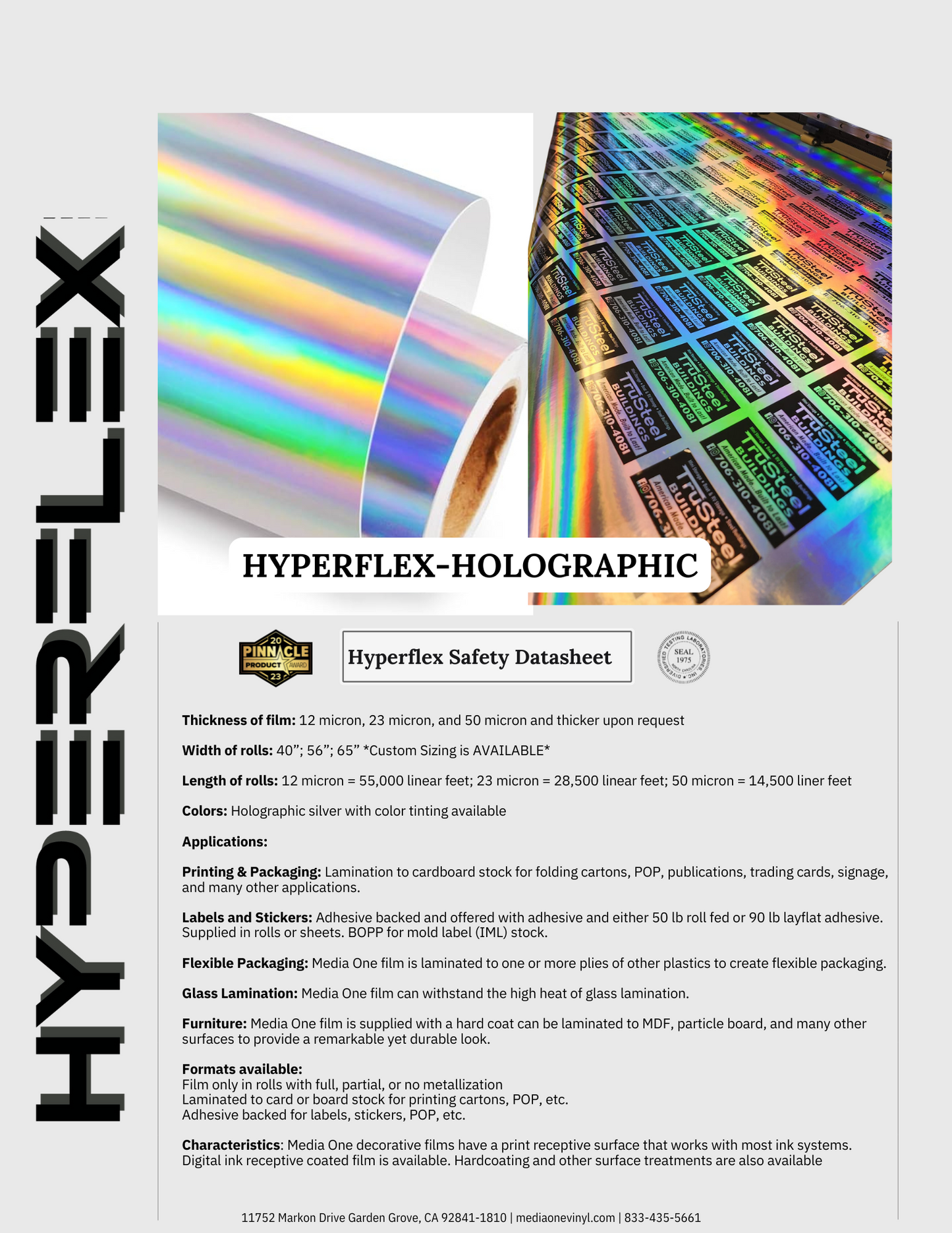 Media One Vinyl Holographic Printable Vinyl Roll with Colorful Shine for Custom Projects