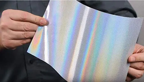 Media One Vinyl Holographic Window Perf Sheet with Colorful Iridescent Design for Window Displays