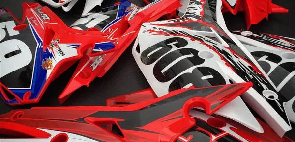 Colorful HYPERFLEX-MOTORLAM-54150 vinyl motorcycle graphics and decals for custom designs