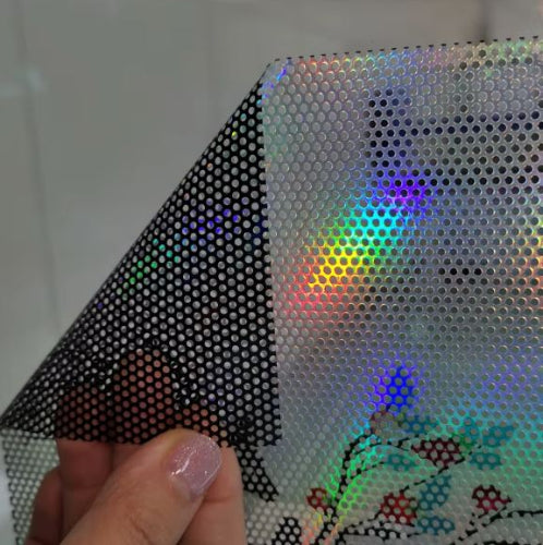 Media One Vinyl Perforated Window Film with Colorful Iridescent Finish for Privacy and Decoration