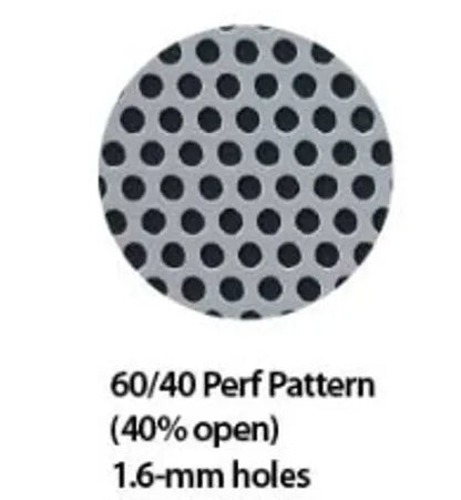 Close-up of 6040 Window Perf with 1.6mm holes and 40% open perf pattern for effective visibility